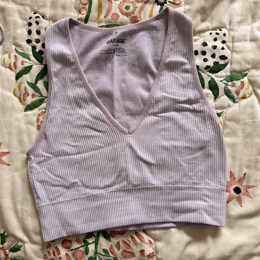 Garage ribbed lilac halter top